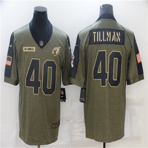 Mens Arizona Cardinals Retired Player #40 Pat Tillman Stitched Nike Olive 2021 Salute To Service Limited Player Stitched Jersey