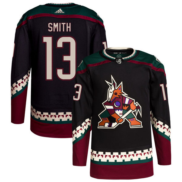 Mens Arizona Coyotes #13 Nathan Smith adidas Black Home Classics Stitched Jersey