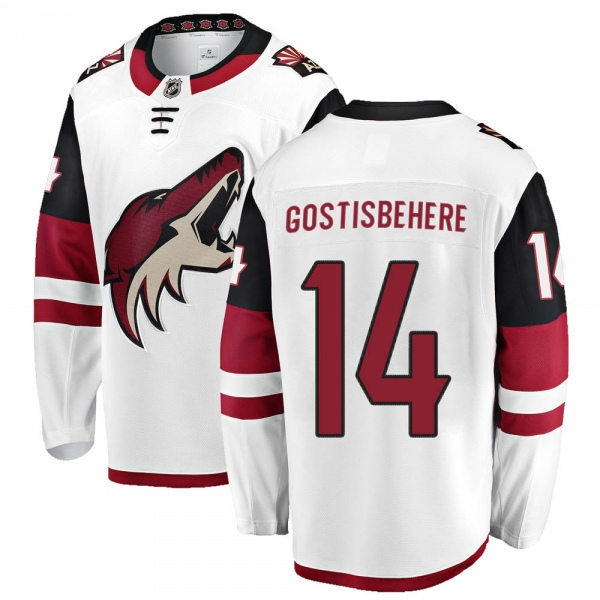 Mens Arizona Coyotes #14 Shayne Gostisbehere Adidas Away White Stitched Jersey