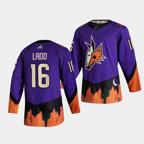 Mens Arizona Coyotes #16 Andrew Ladd Adidas Purple 2021 Reverse Retro Stitched Jersey
