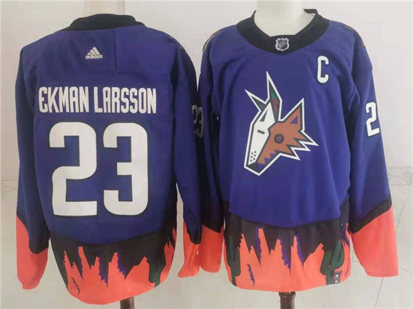Mens Arizona Coyotes #23 Oliver Ekman-Larsson Adidas Purple 2021 Reverse Retro Stitched Jersey
