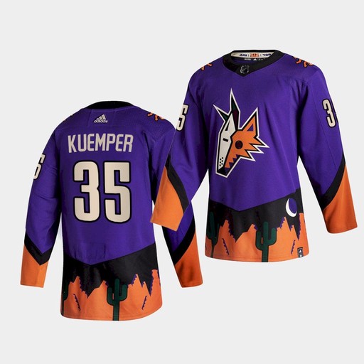 Mens Arizona Coyotes #35 Darcy Kuemper Adidas Purple 2021 Reverse Retro Stitched Jersey