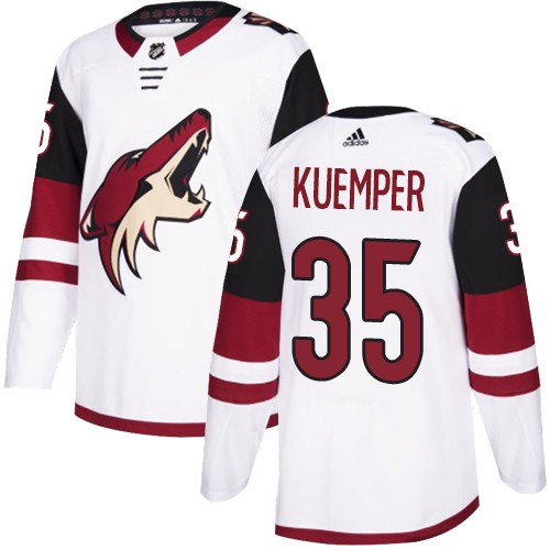 Mens Arizona Coyotes #35 Darcy Kuemper Sitched Adidas Away White Stitched Jersey