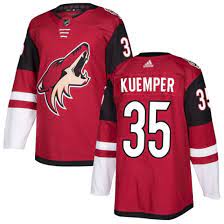 Mens Arizona Coyotes #35 Darcy Kuemper Sitched Adidas Home Maroon Stitched Jersey