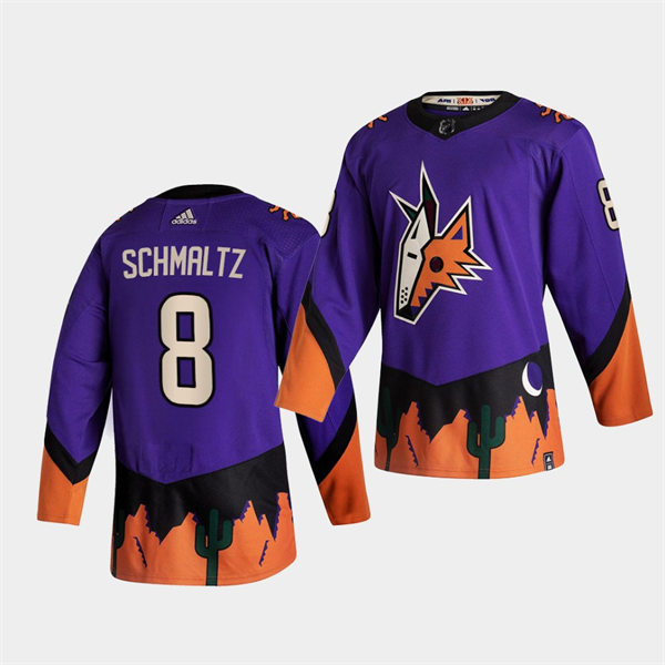 Mens Arizona Coyotes #8 Nick Schmaltz Adidas Purple 2021 Reverse Retro Stitched Jersey