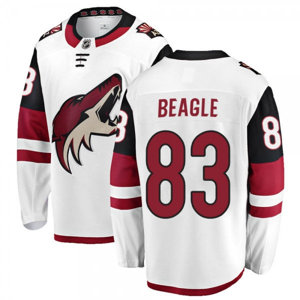 Mens Arizona Coyotes #83 Jay Beagle Adidas Away White Stitched Jersey