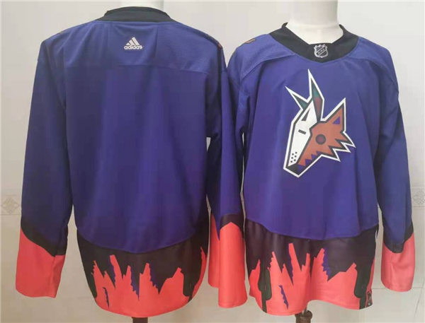 Mens Arizona Coyotes Blank Adidas Purple 2021 Reverse Retro Stitched Jersey