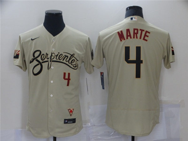 Mens Arizona Diamondbacks #4 Ketel Marte Nike Tan 2021 Arizona City Connect Jerseys