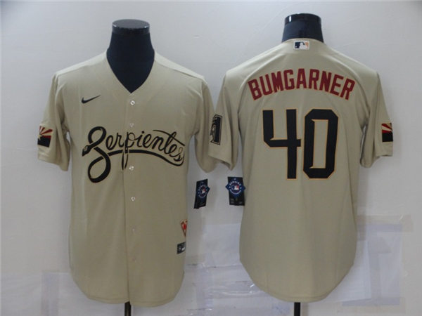 Mens Arizona Diamondbacks #40 Madison Bumgarner Nike Tan 2021 Arizona City Connect Jerseys