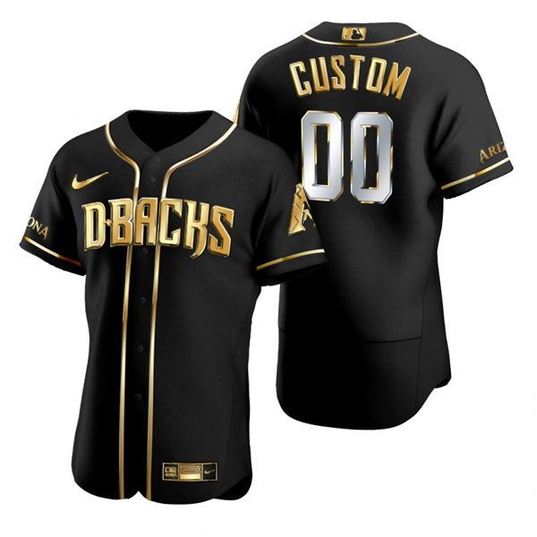 Mens Arizona Diamondbacks Custom Luis Gonzalez Curt Schilling Randy Johnson Mark Grace Nike Black Gold Edition Jersey