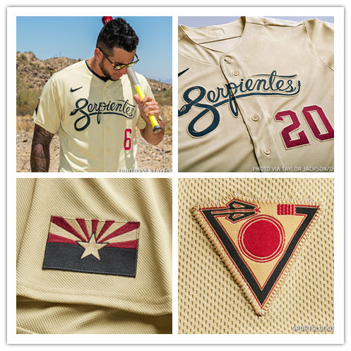 Mens Arizona Diamondbacks Custom Luis Gonzalez Curt Schilling Randy Johnson Mark Grace Nike Tan 2021 Arizona City Connect Jersey