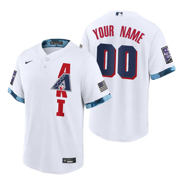 Mens Arizona Diamondbacks Custom Luis Gonzalez Curt Schilling Randy Johnson Nike White 2021 MLB All-Star Game Jersey