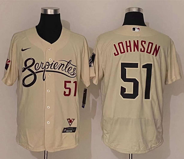 Mens Arizona Diamondbacks Retired Player #51 Randy Johnson Nike Tan 2021 Arizona City Connect Jerseys