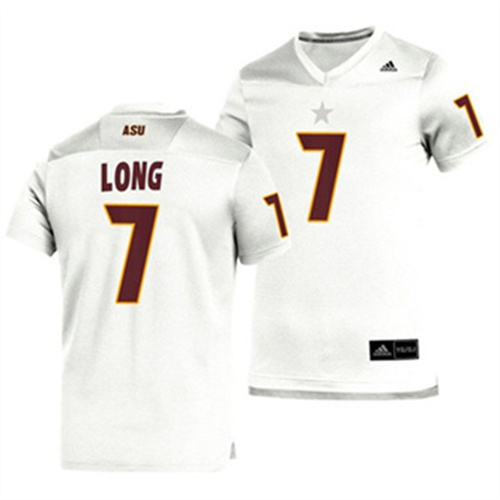 Mens Arizona State Sun Devils #7 Ethan Long adidas 2020 White Maroon College Football Jersey