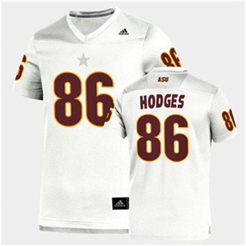 Mens Arizona State Sun Devils #86 Curtis Hodges adidas 2020 White Maroon College Football Jersey