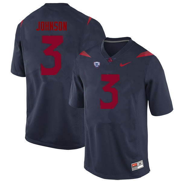 Mens Arizona Wildcats #3 Jalen Johnson Nike Navy College Football Game Jersey