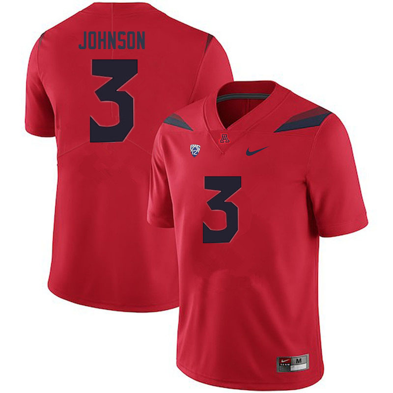 Mens Arizona Wildcats #3 Jalen Johnson Nike Red College Football Game Jersey