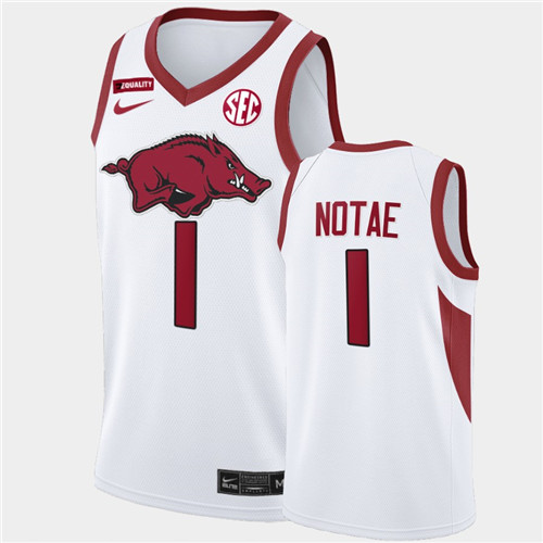 Mens Arkansas Razorbacks #1 JD Notae Nike White College Basketball Special Edition Jersey