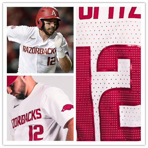 Mens Arkansas Razorbacks #12 Casey Opitz 2020 Diamonds Nike White Vapor Prime College Baseball