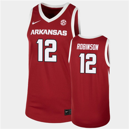 Mens Arkansas Razorbacks #12 Khalen Robinson Nike 2020-21 Cardinal College Basketball Game Jersey