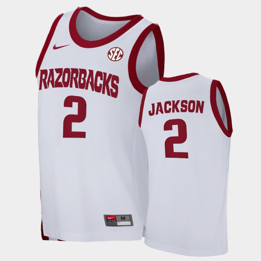 Mens Arkansas Razorbacks #2 Vance Jackson Nike 2020-21 White College Basketball Game Jersey