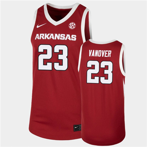 Mens Arkansas Razorbacks #23 Connor Vanover Nike 2020-21 Cardinal College Basketball Game Jersey