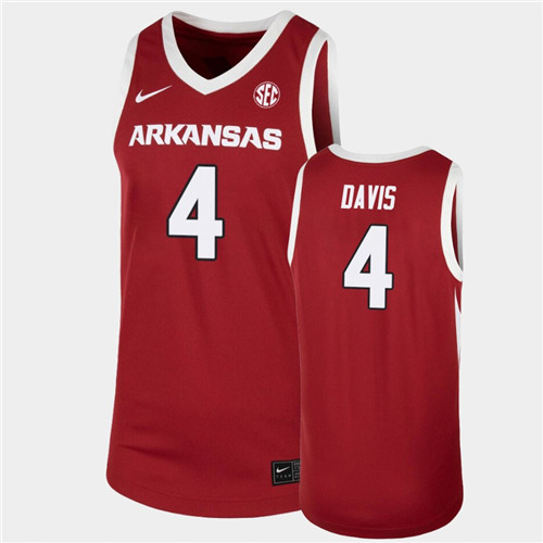 Mens Arkansas Razorbacks #4 Davonte Davis Nike 2020-21 Cardinal College Basketball Game Jersey