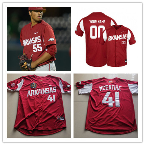 Mens Arkansas Razorbacks Custom Drew Smyly Barrett Astin  Andrew Benintendi Blaine Knight Nike Cardinal Baseball Jersey