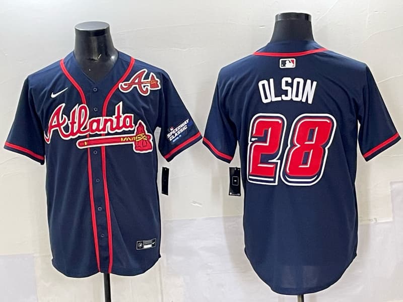 Mens Atlanta Braves    #28 Matt Olson baseball Jersey