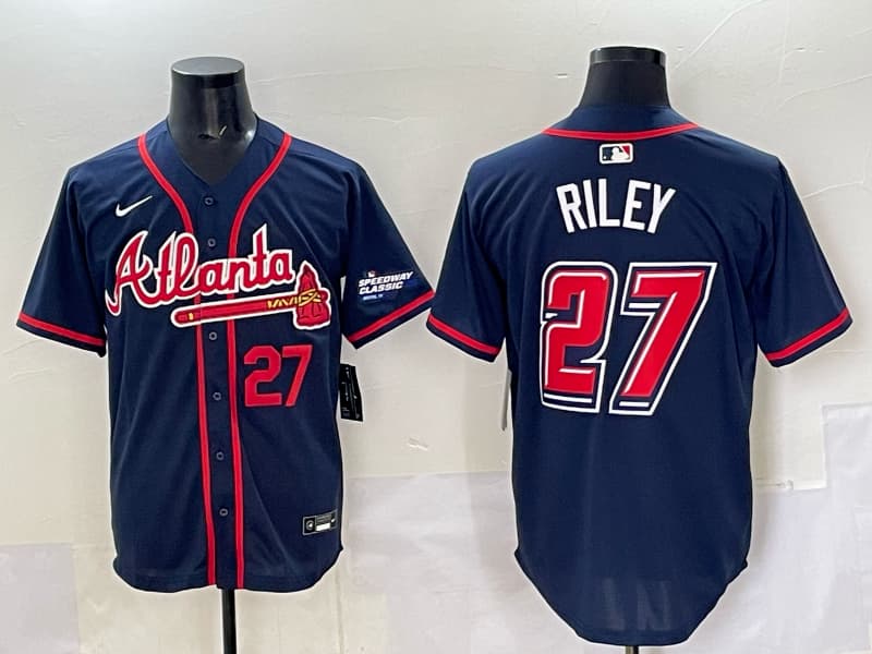Mens Atlanta Braves  # 27 Austin  Riley  baseball  Jersey