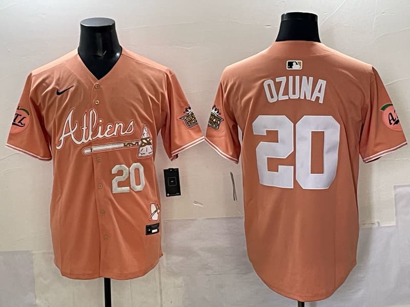 Mens Atlanta Braves  #20 Marcell Ozuna baseball Jersey