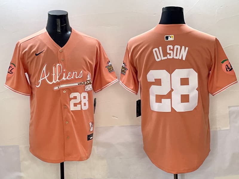 Mens Atlanta Braves  #28  Matt Olson baseball Jersey