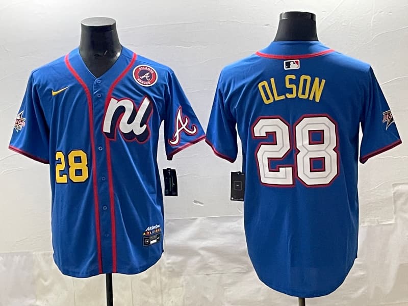 Mens Atlanta Braves  #28 Matt Olson baseball Jersey