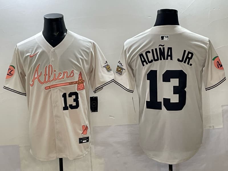 Mens Atlanta Braves ##13 Ronald Acuna Jr. baseball Jersey