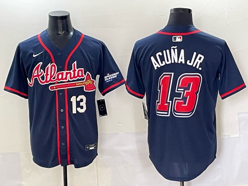 Mens Atlanta Braves #13 Ronald Acuna Jr. baseball Jersey