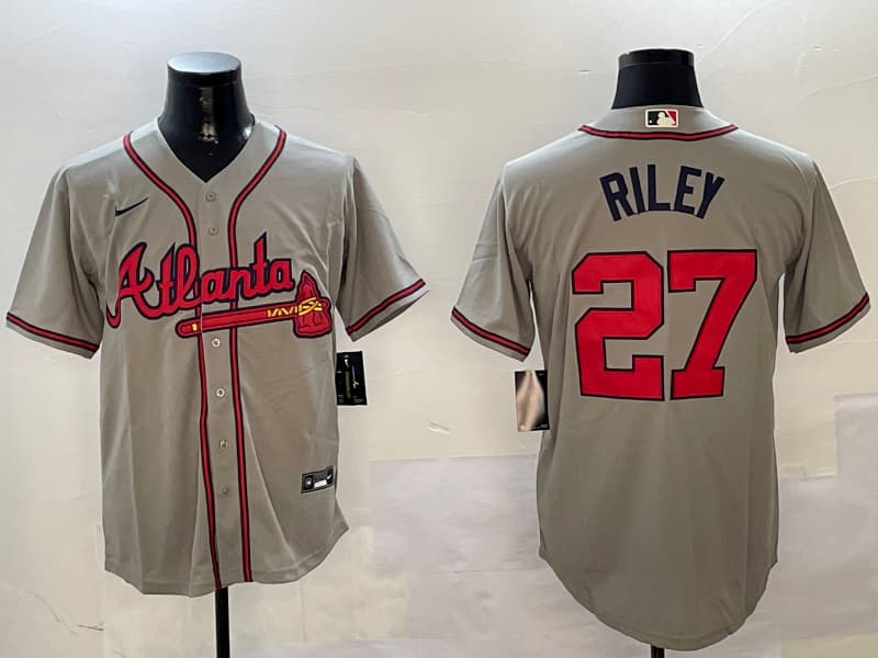 Mens Atlanta Braves #27 Austin Riley  baseball Jersey