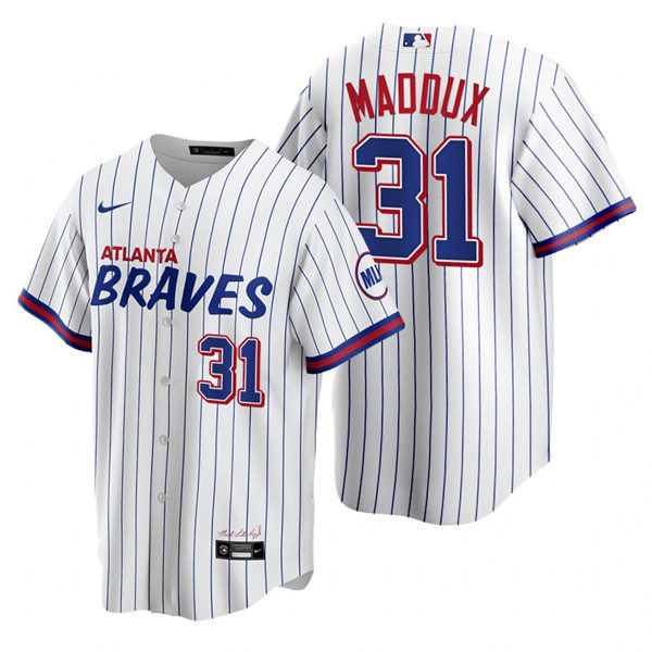 Mens Atlanta Braves #31 Greg Maddux Nike White 2021 City Connect Jersey