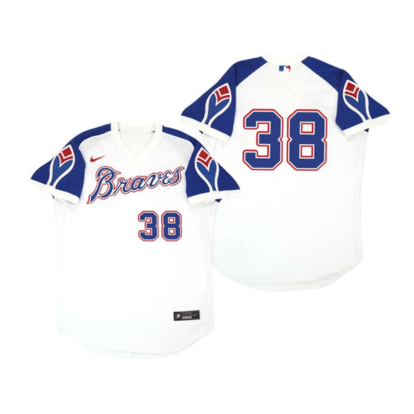 Mens Atlanta Braves #38 Guillermo Heredia Nike White Pullover Cooperstown Jersey