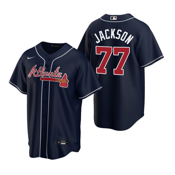 Mens Atlanta Braves #77 Luke Jackson Nike Navy Alternate Cool Base Jersey