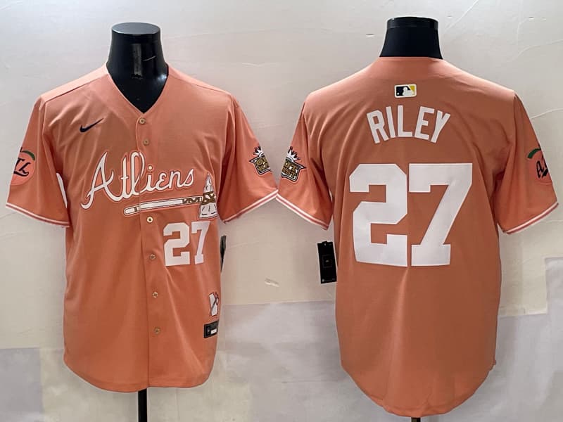 Mens Atlanta Braves  27 Austin  Riley  baseball Jersey