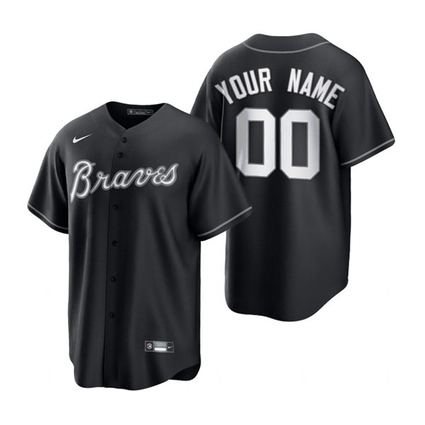Mens Atlanta Braves Custom Deion Sanders Ken Griffey Sr. Derek Lowe Will Smith Nike Black Fashion Jersey