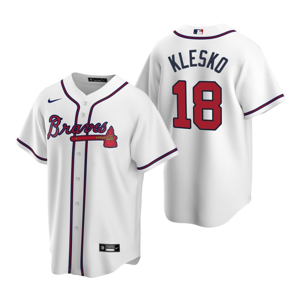 Mens Atlanta Braves Retired Player #18 Ryan Klesko Stitched Nike White Home CoolBase Jersey