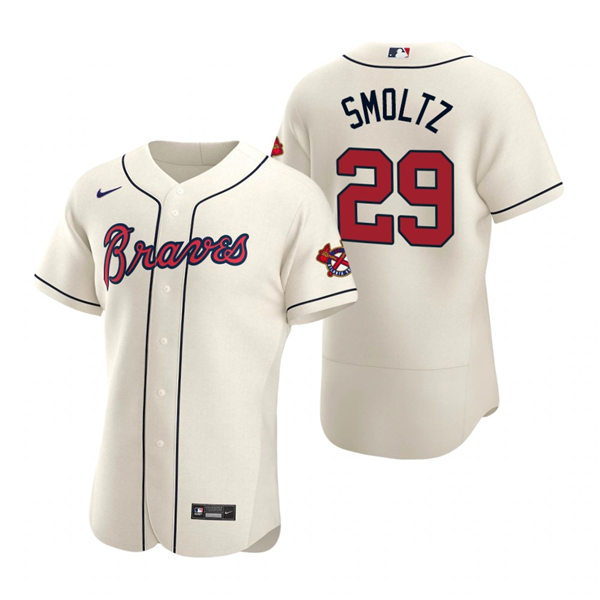 Mens Atlanta Braves Retired Player #29 John Smoltz Nike Cream Alternate Flex Base Jersey