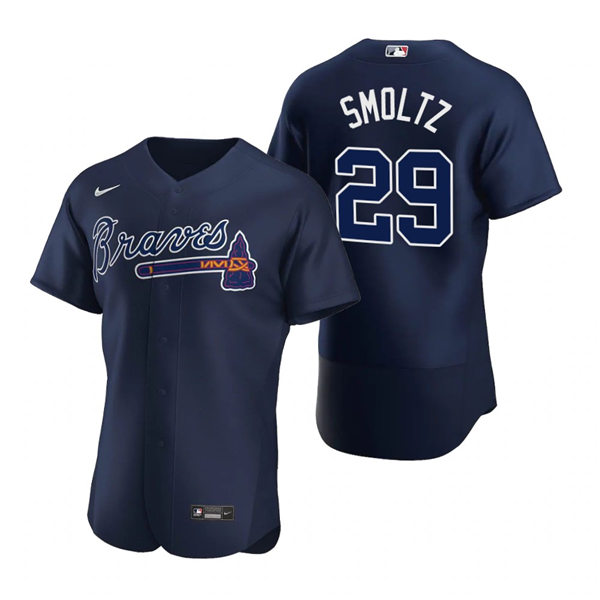 Mens Atlanta Braves Retired Player #29 John Smoltz Nike Navy Alternate 2nd FlexBase Jersey