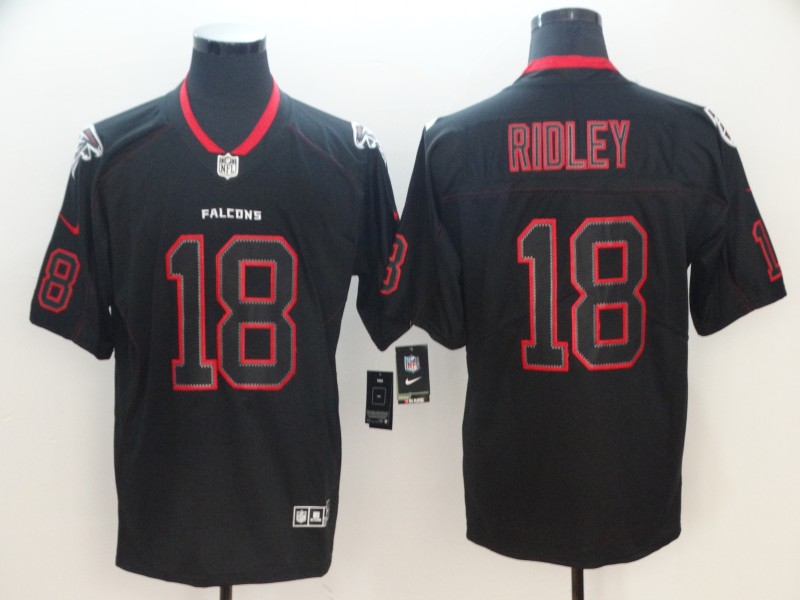 Mens Atlanta Falcons #18 Calvin Ridley Nike Lights Out Black Color Rush Limited Stitched Jersey