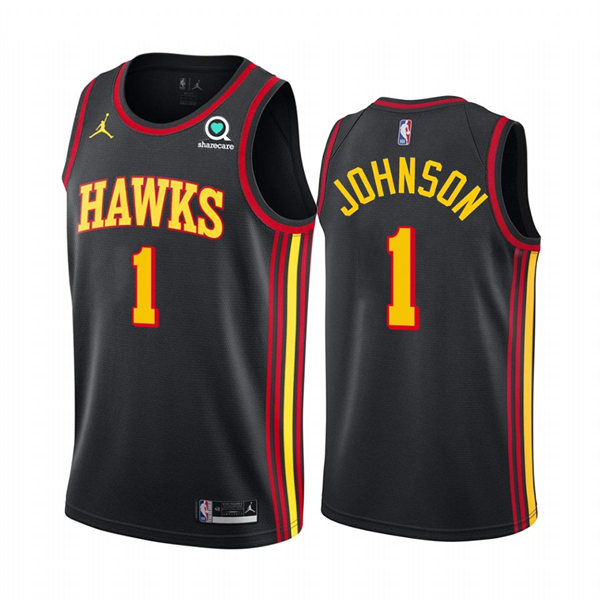 Mens Atlanta Hawks #1 Jalen Johnson Black Statement Edition Swingman Jersey
