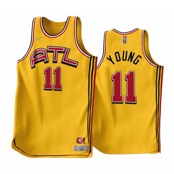 Mens Atlanta Hawks #11 Trae Young Yellow 2022-23 Earned Edition Jersey