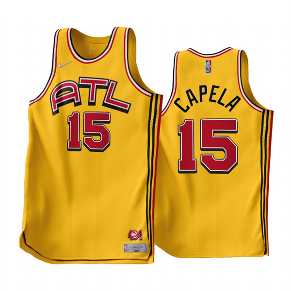 Mens Atlanta Hawks #15 Clint Capela Yellow 2022-23 Earned Edition Jersey