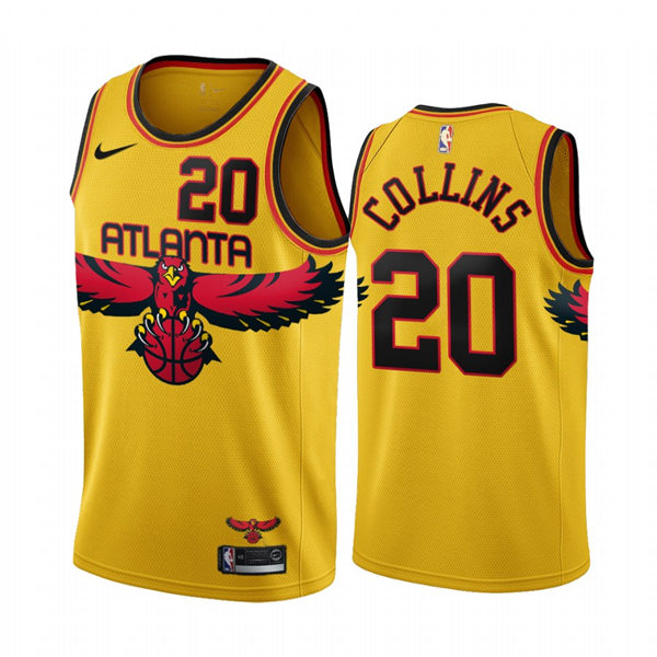 Mens Atlanta Hawks #20 John Collins Gold 2021-22 City Edition Jersey