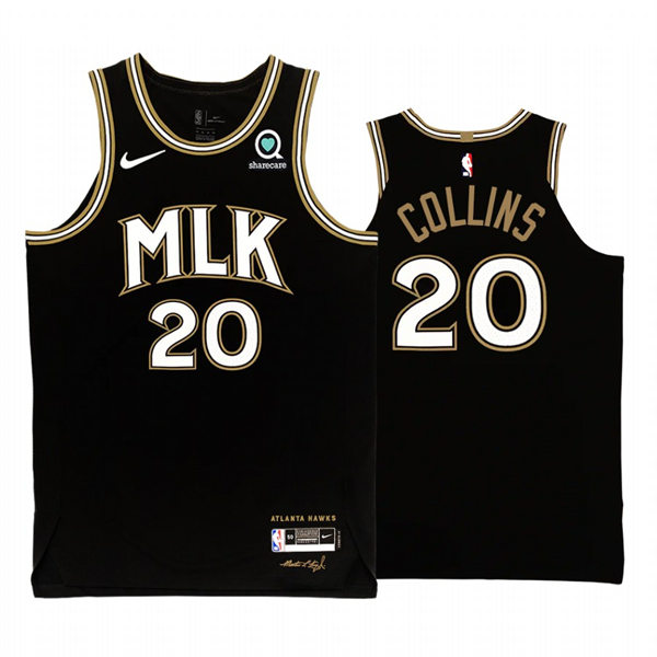 Mens Atlanta Hawks #20 John Collins Nike Black 2020-21 City Edition Swingman Jersey
